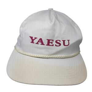 Yaesu Snapback 5 Panel Cap White One Size Adjustable Lightweight Rope ATT